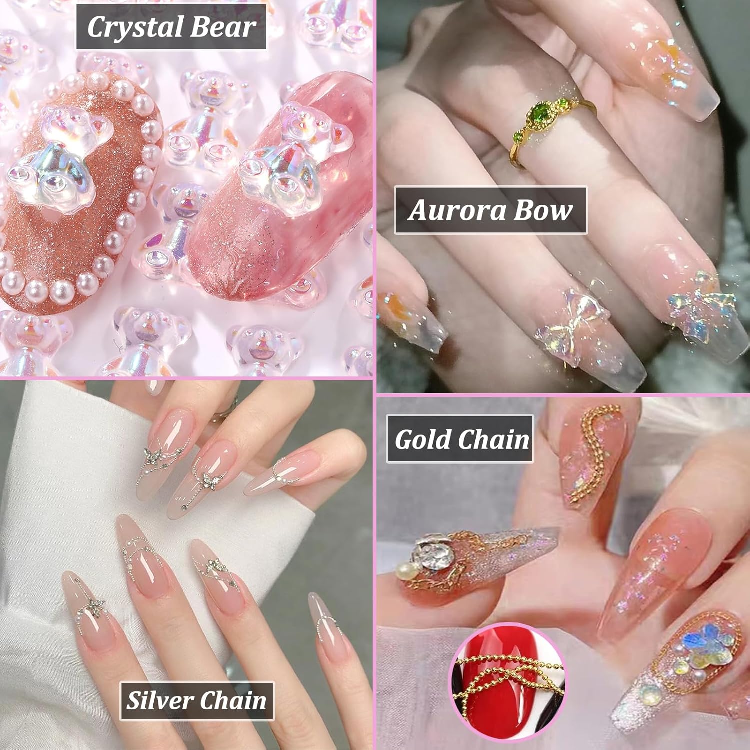 MAYCREATE 3D Nail Charms Crystal Nail Gems for Nail Art, Crystal Bow Nail Art Gems Flat Nail Jewels Decorations Aurora Flowers Chains Nail Stuff for Nail Art Decoration Design DIY Crafting MAYCREATE 3D Nail Charms Crystal Nail Gems for Nail Art, Crystal Bow Nail Art Gems Flat Nail Jewels Decorations Aurora Flowers Chains Nail Stuff for Nail Art Decoration Design DIY Crafting